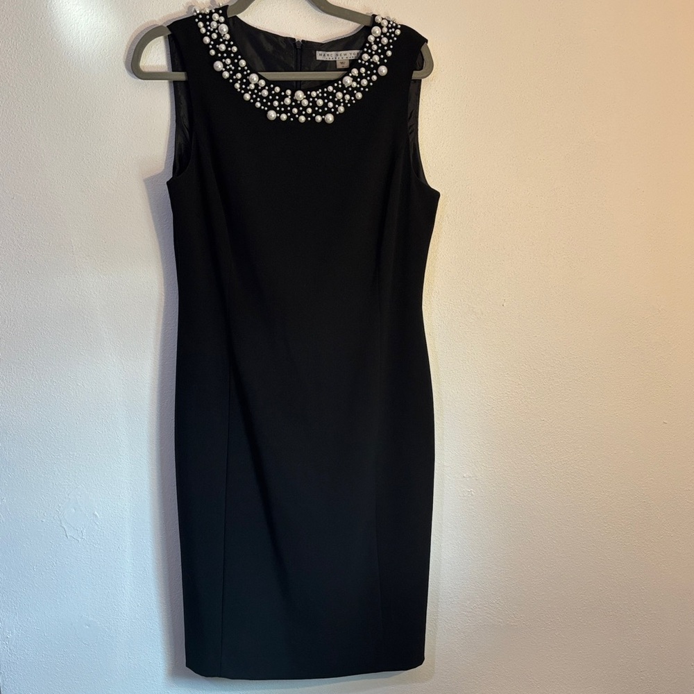 Andrew Marc Black Dress with Pearl Embellishments - Picture 2 of 6